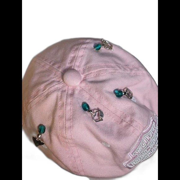 Harley-Davidson PINK Strapback White Embroidered Logo Cap 1 of a Kind Decoration - Picture 6 of 10